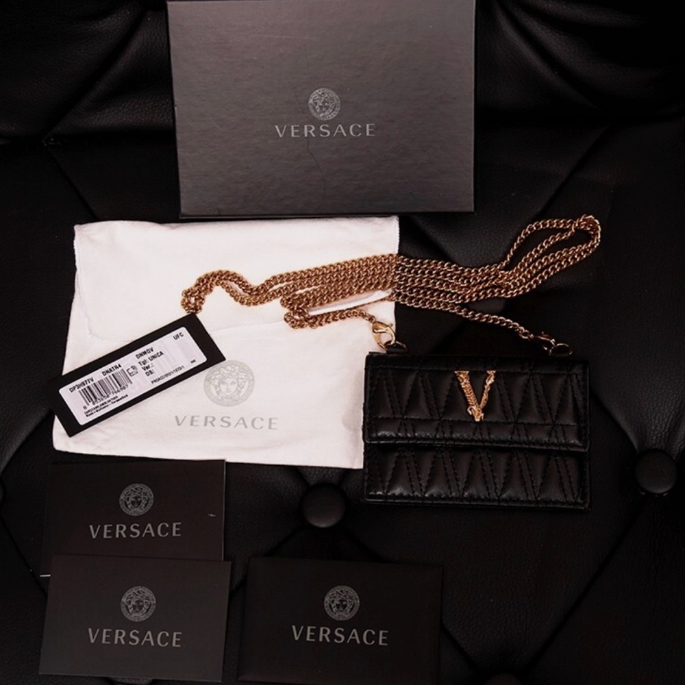 Versace Black Mini Bag with Gold Chain